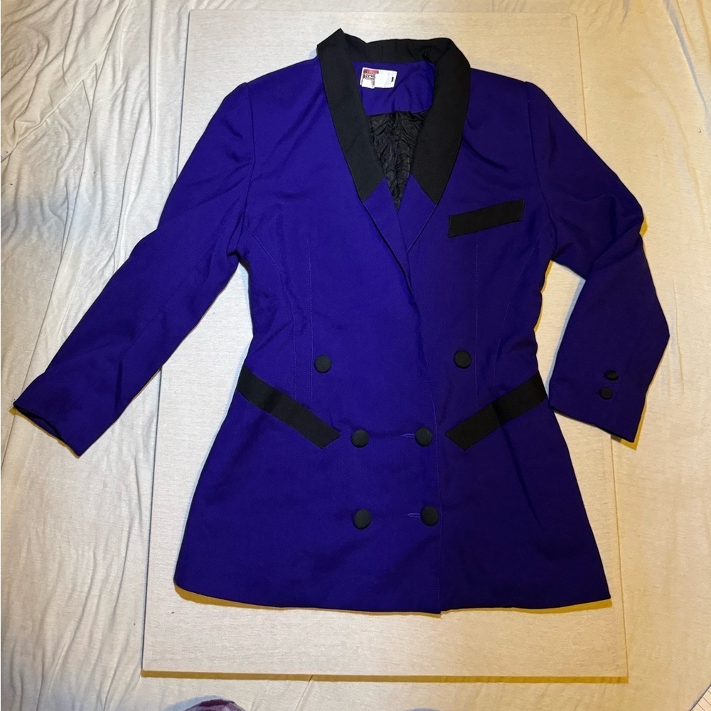 Vintage Simon Chang Women's Blazer in Purple and Black